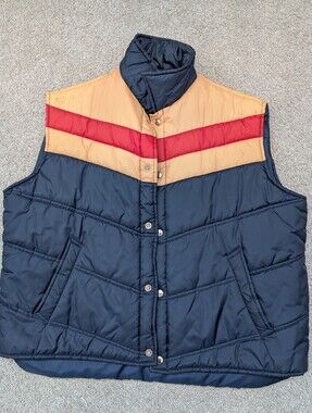 Vintage Sigallo Color Block Puffer Vest Mens XL Made‎ In Korea Retro Outdoor